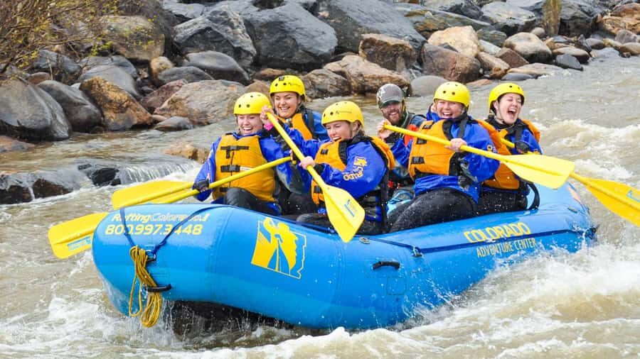 Near Denver: Clear Creek Intermediate Whitewater Rafting - Colorado Adventure Center start: quick briefing, then straight to real water