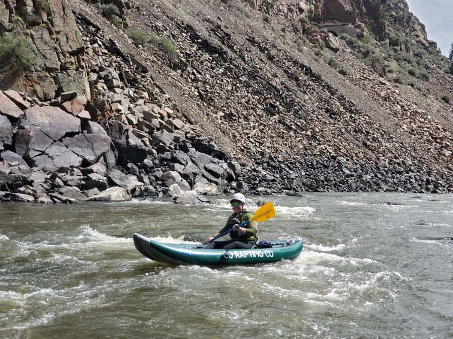 Vail CO: Kayak the Gorgeous Colorado River - guided 1/2 day - The water time: slack sections, Class I–II rapids, and some spicy moments
